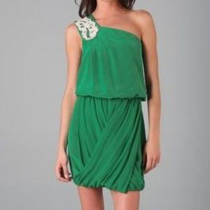 Tibi Farrah One Shoulder Beaded Green Dress, Size 2